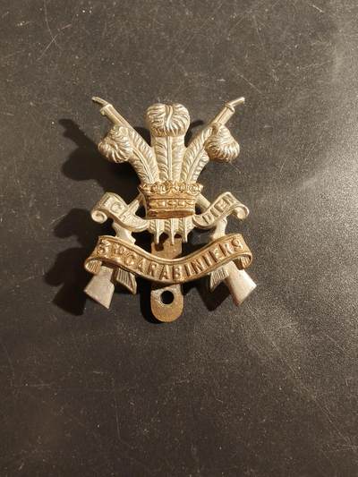 老王徽章第177期 - 英国第3卡宾枪骑兵团帽徽    一战时期