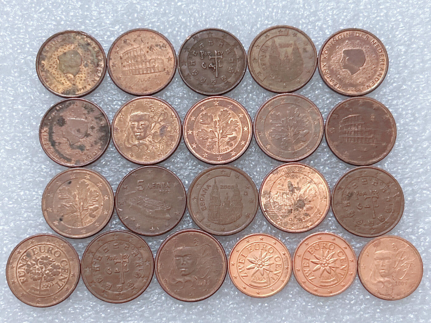 第一海外回流一元起拍收藏 散集专场  第293期 欧盟2+5欧分硬币 21枚