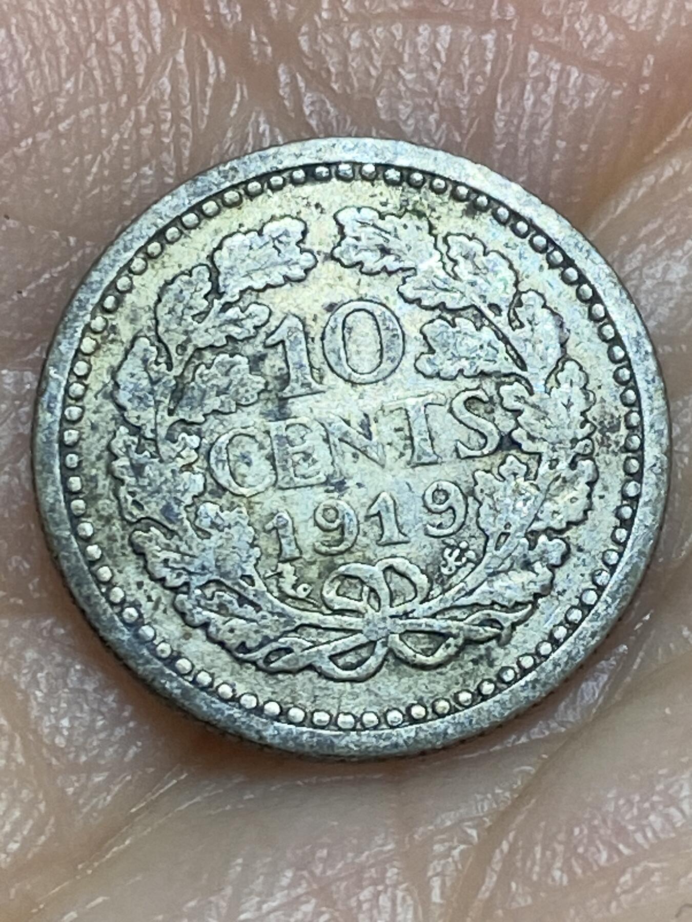 2026年第九场(总第一百七十八场）外国好品散币场(免佣金) 荷兰🇳🇱1919年10分银币(威廉明娜女王青年头像，Seahorse –海马标，640银)