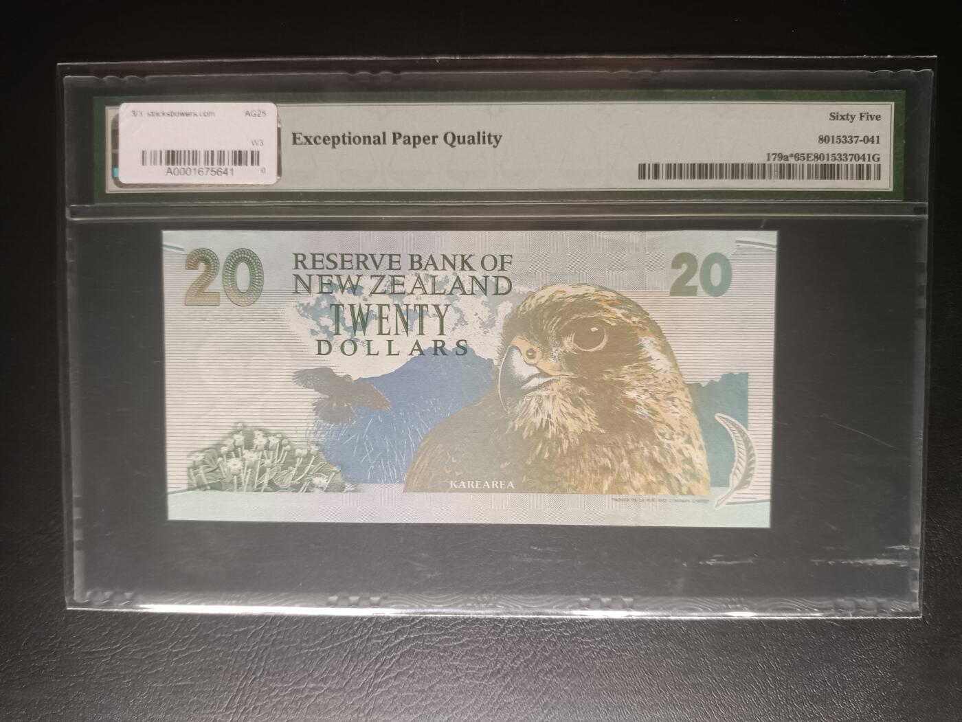 2026一月第三期，总213期 新西兰1992版20元PMG65epq无47，稀有补号ZZ冠早期严评壳，老年女王和山鹰