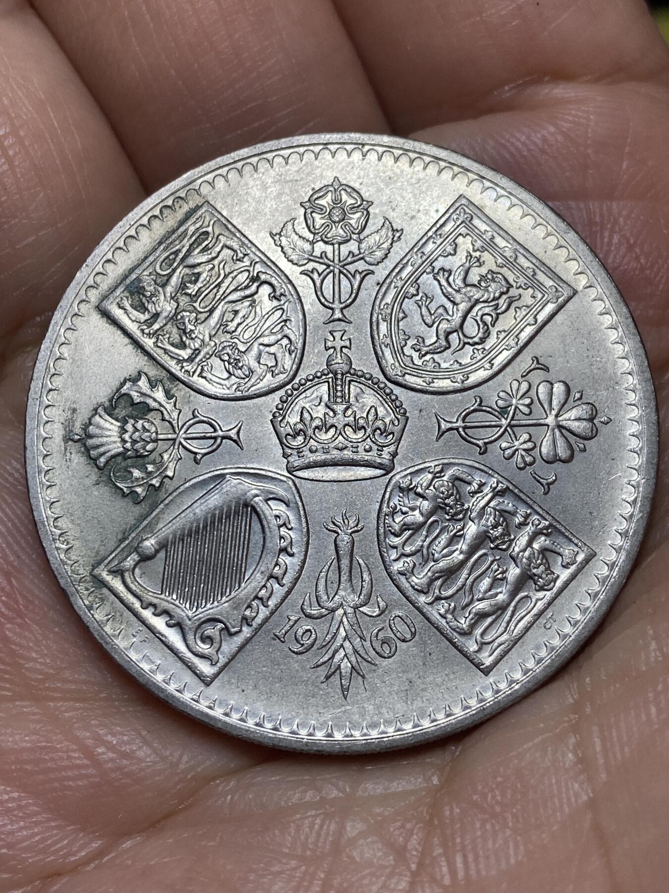 2026年第九场(总第一百七十八场）外国好品散币场(免佣金) 英国🇬🇧1960单年份5先令克朗型大币(伊丽莎白二世青年桂冠，纽约英国博览会纪念币)