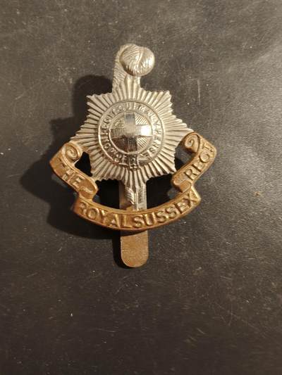 老王徽章第177期 - 英国皇家苏塞克斯步兵团帽徽    一战时期