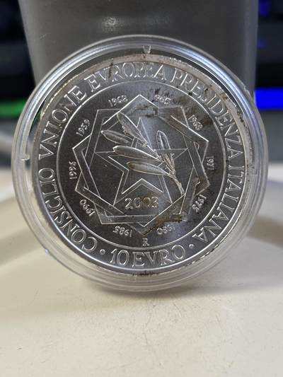 第188期拍卖 - 意大利2003年欧盟轮值主席国欧罗巴女神磨砂银币，925银，22克原价550，有氧化