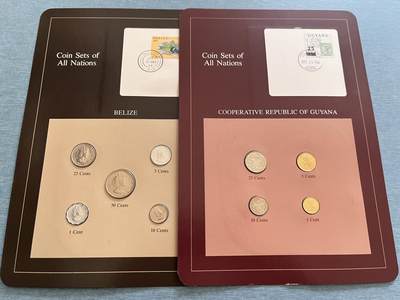 咖啡豆•收藏 2025年Jan_22th世界各国富兰克林套币拍卖 - 伯利兹/圭亚那-世界各国UNC硬币套币富兰克林包装