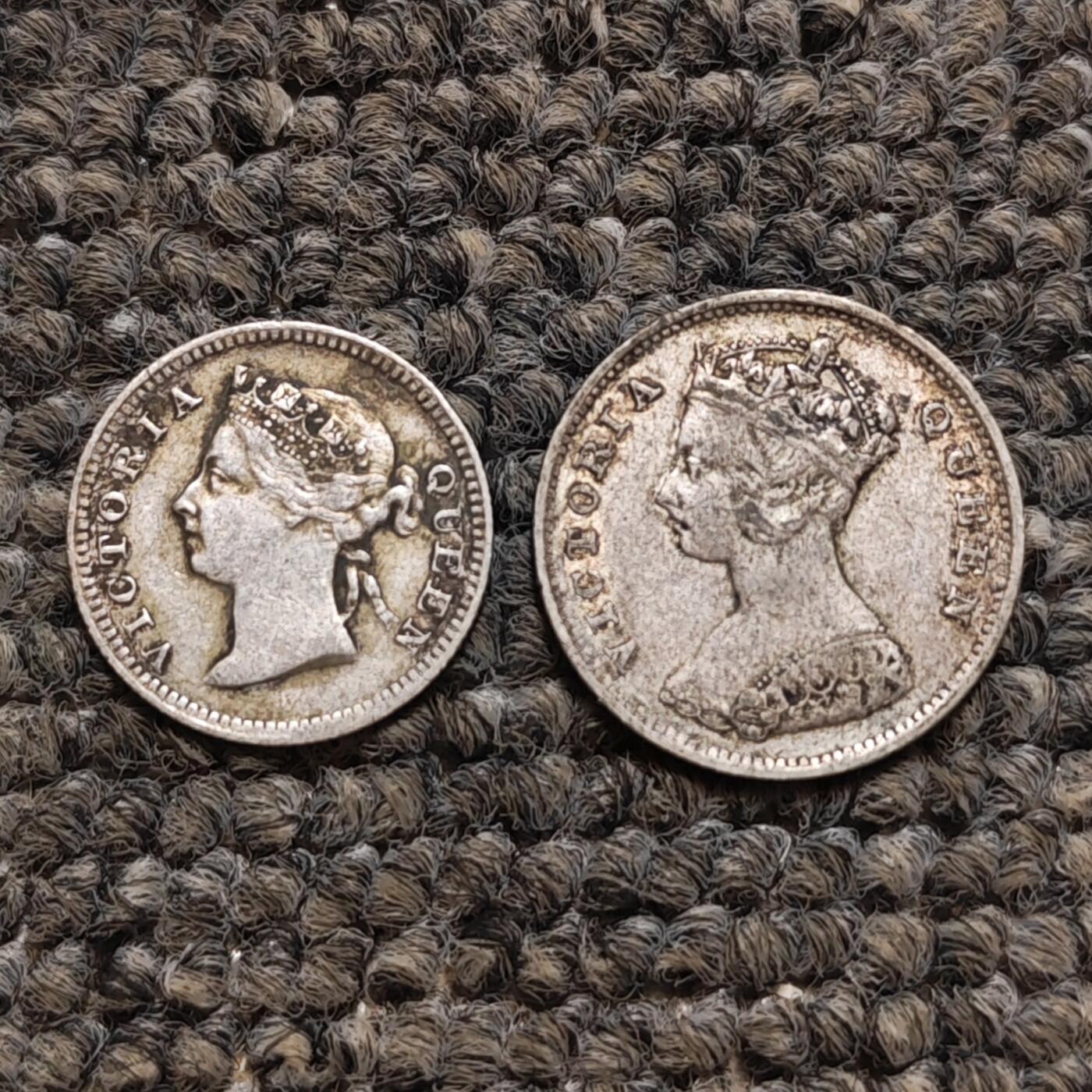 香港维多利亚小银币两枚