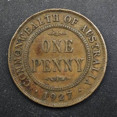 【淘币小摊】实时拍第八百四十九拍   散币银币场   满百包邮可预留二周 每周一统一发货   - 澳大利亚1927年乔治五世1便士铜币