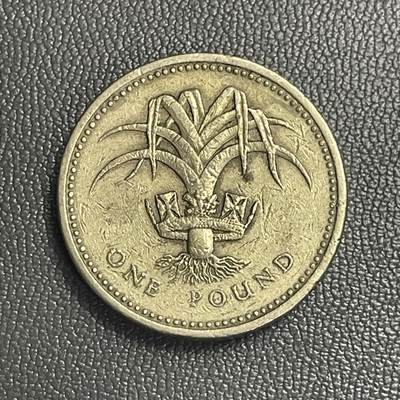 回流0120 - 英国1985年1英镑镍黄铜币 威尔士韭葱 高冠女王