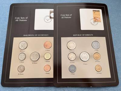 咖啡豆•收藏 2025年Jan_22th世界各国富兰克林套币拍卖 - 根西岛/吉布提-世界各国UNC硬币套币富兰克林包装