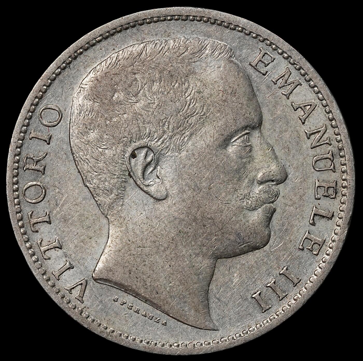 修遠堂世界钱币第101期 1907年意大利2里拉银币，少见的品种，9.95g，含银83.5%