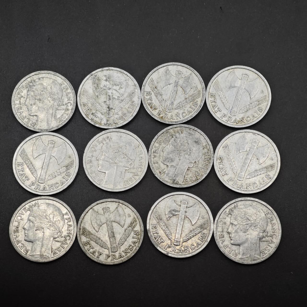 【淘币小摊】实时拍第八百四十九拍   散币银币场   满百包邮可预留二周 每周一统一发货   法国法郎铝币12枚