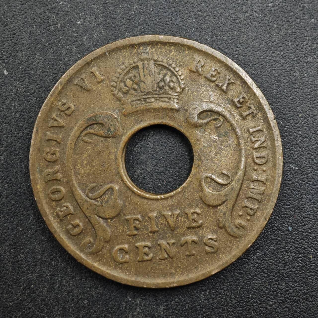 【淘币小摊】实时拍第八百四十九拍   散币银币场   满百包邮可预留二周 每周一统一发货   英属东非1937年乔治六世5分铜币