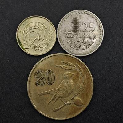 【淘币小摊】实时拍第八百四十九拍   散币银币场   满百包邮可预留二周 每周一统一发货   - 塞浦路斯3枚