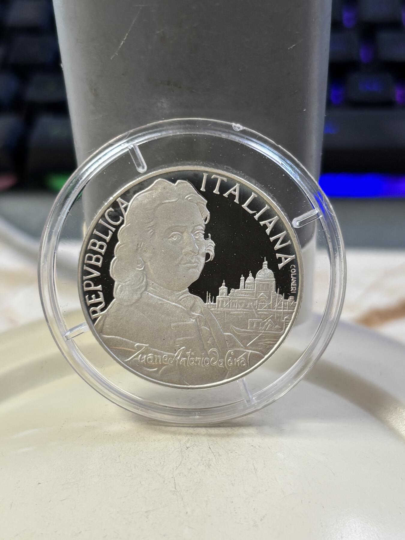 第188期拍卖 意大利1997年画家卡纳莱托5000里拉精制纪念银币，835银，18克