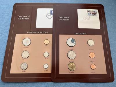 咖啡豆•收藏 2025年Jan_22th世界各国富兰克林套币拍卖 - 瑞典/冈比亚-世界各国UNC硬币套币富兰克林包装