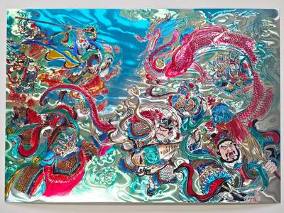 白泽拍卖卡牌手绘专场第31期（岁寒知松柏 春意已可期） - 2025 百里卡牌 王涌喆 新绘西游记 战天王 A4  光刻