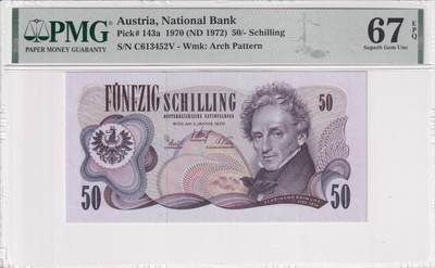 【礼羽收藏】🌏世界钱币拍卖第121期 - PMG67 欧洲 奥地利 1970(1972)年 50先令 剧作家雷蒙德