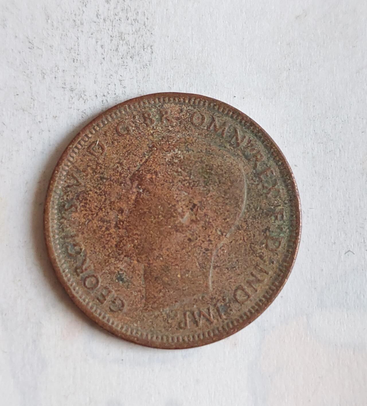 外国硬币 英国1948年乔治六世时期半便士（Half Penny）- 核心图案为“金鹿号”帆船