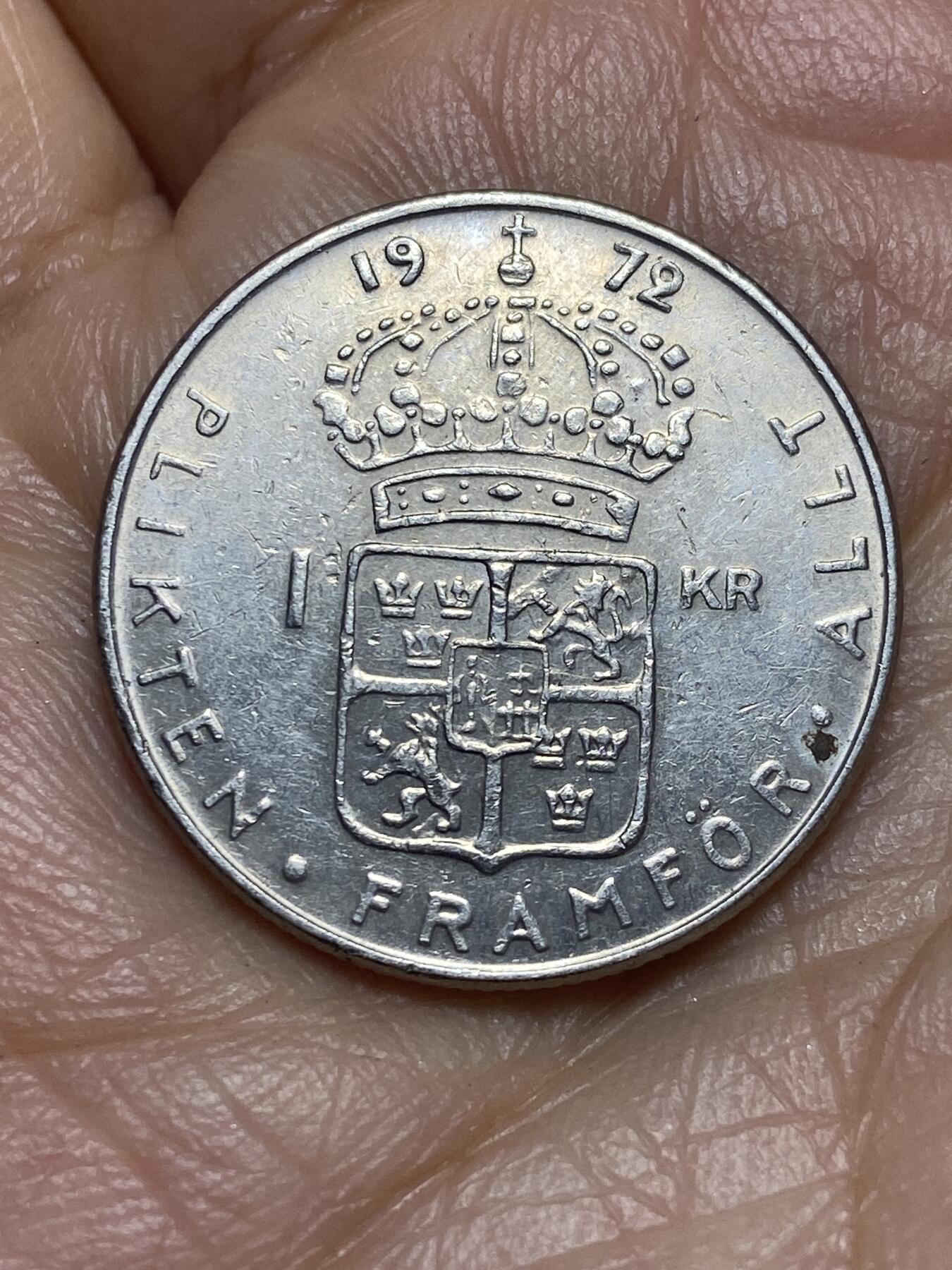 2026年第九场(总第一百七十八场）外国好品散币场(免佣金) 瑞典🇸🇪1972年1克朗(古斯塔夫六世第二版，U标)
