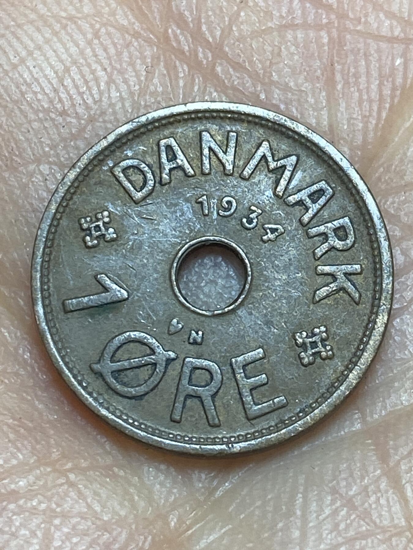 2026年第九场(总第一百七十八场）外国好品散币场(免佣金) 丹麦🇩🇰1934年1欧尔(克里斯蒂安十世时期第六版，N; GJ版)