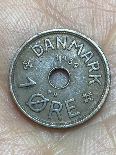 2026年第九场(总第一百七十八场）外国好品散币场(免佣金) - 丹麦🇩🇰1934年1欧尔(克里斯蒂安十世时期第六版，N; GJ版)