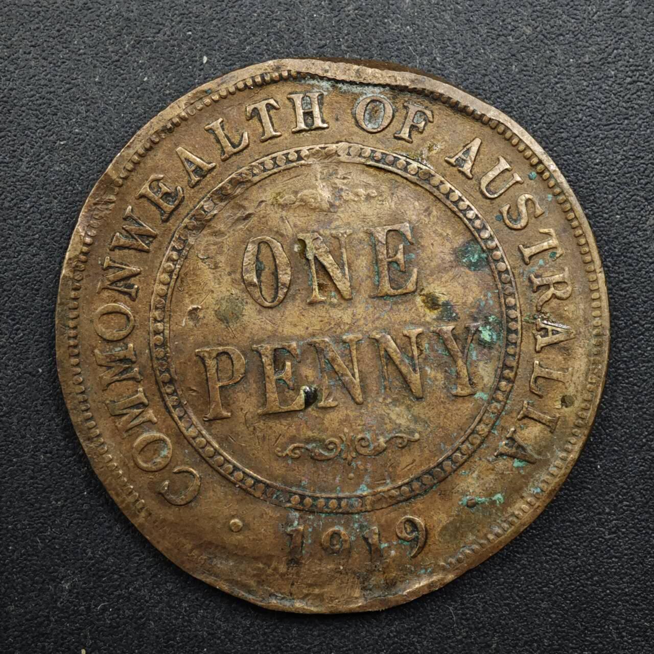 【淘币小摊】实时拍第八百四十九拍   散币银币场   满百包邮可预留二周 每周一统一发货   澳大利亚1919年乔治五世1便士铜币