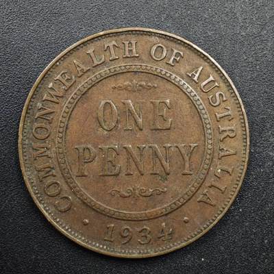 【淘币小摊】实时拍第八百四十九拍   散币银币场   满百包邮可预留二周 每周一统一发货   - 澳大利亚1934年乔治五世1便士铜币