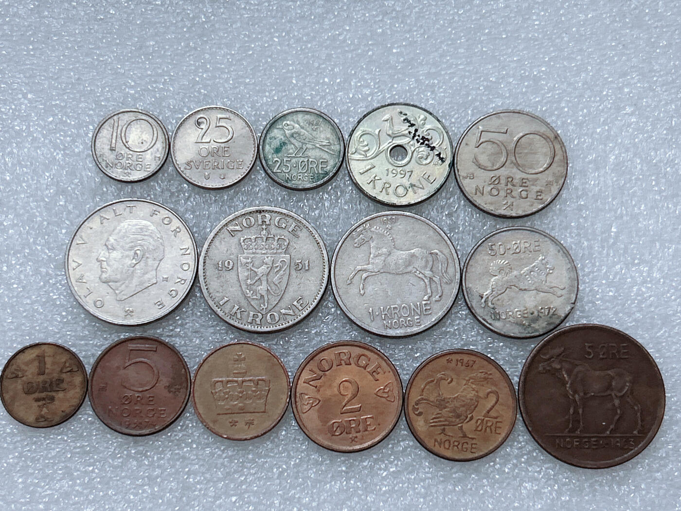 第一海外回流一元起拍收藏 散集专场  第293期 挪威硬币 15枚 无重复