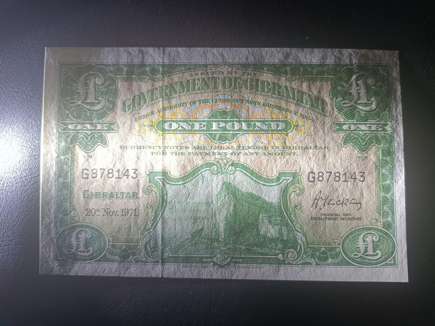 2026一月第三期，总213期 英属直布罗陀1971年1镑UNC，峭壁悬崖和总督府徽章，少见品种