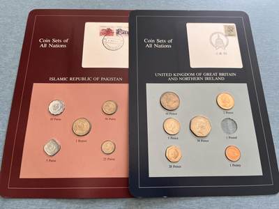 咖啡豆•收藏 2025年Jan_22th世界各国富兰克林套币拍卖 - 巴基斯坦/英国-世界各国UNC硬币套币富兰克林包装 如图英国少一枚