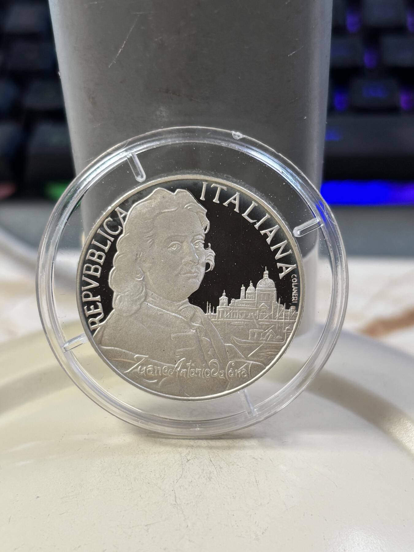 第188期拍卖 意大利1997年画家卡纳莱托5000里拉精制纪念银币，835银，18克