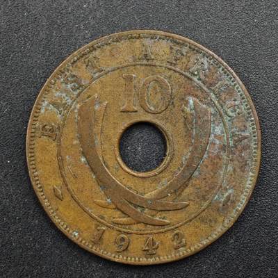 【淘币小摊】实时拍第八百四十九拍   散币银币场   满百包邮可预留二周 每周一统一发货   - 英属东非1942年乔治五世10分铜币