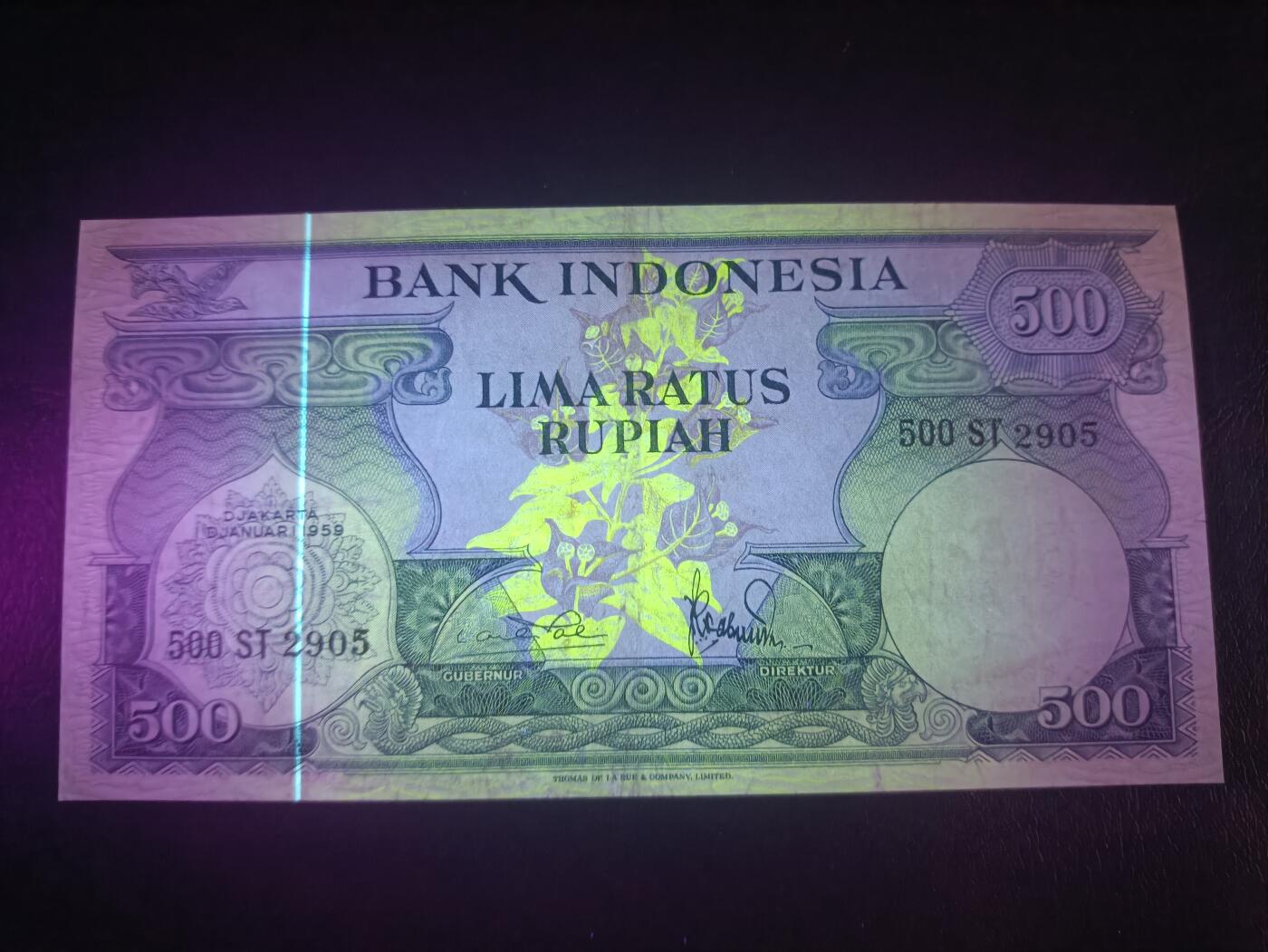 2026一月第三期，总213期 印度尼西亚1959版500卢比UNC-无47，稀有的早期短号码品种
