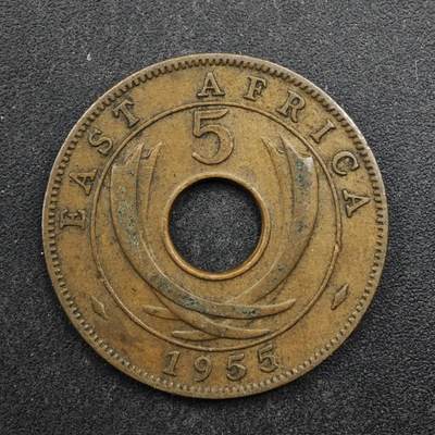 【淘币小摊】实时拍第八百四十九拍   散币银币场   满百包邮可预留二周 每周一统一发货   - 英属东非1955年伊丽莎白二世5分铜币
