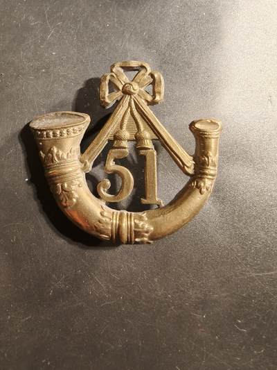 老王徽章第177期 - 英国陆军第51轻步兵团帽徽    维多利亚女王时期