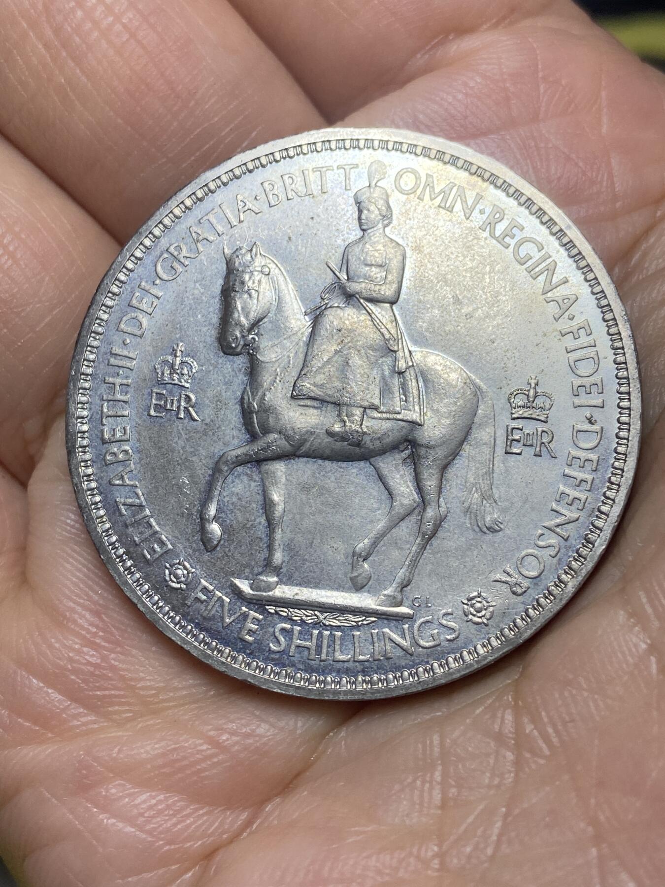 2026年第九场(总第一百七十八场）外国好品散币场(免佣金) 英国🇬🇧1953年5先令(伊丽莎白二世加冕纪念币)