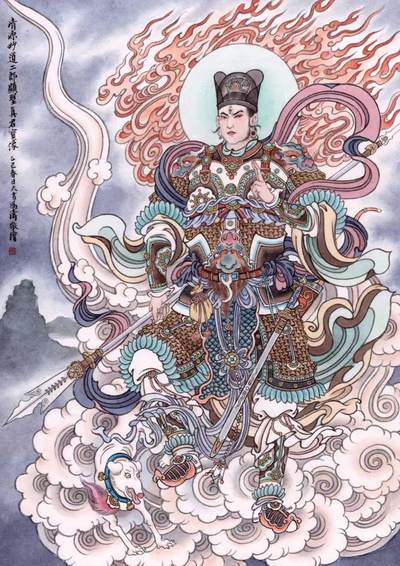 白泽拍卖卡牌手绘专场第31期（岁寒知松柏 春意已可期） - 2025 冯涛手绘画 二郎神杨戬 已装裱 尺寸：内30.5cm*45cm 外39cm*83cm  冯涛亲签