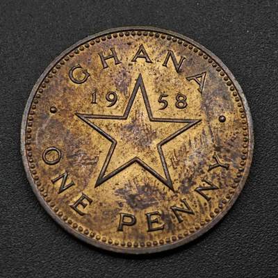 【淘币小摊】实时拍第八百四十九拍   散币银币场   满百包邮可预留二周 每周一统一发货   - 加纳1958年一便士铜币