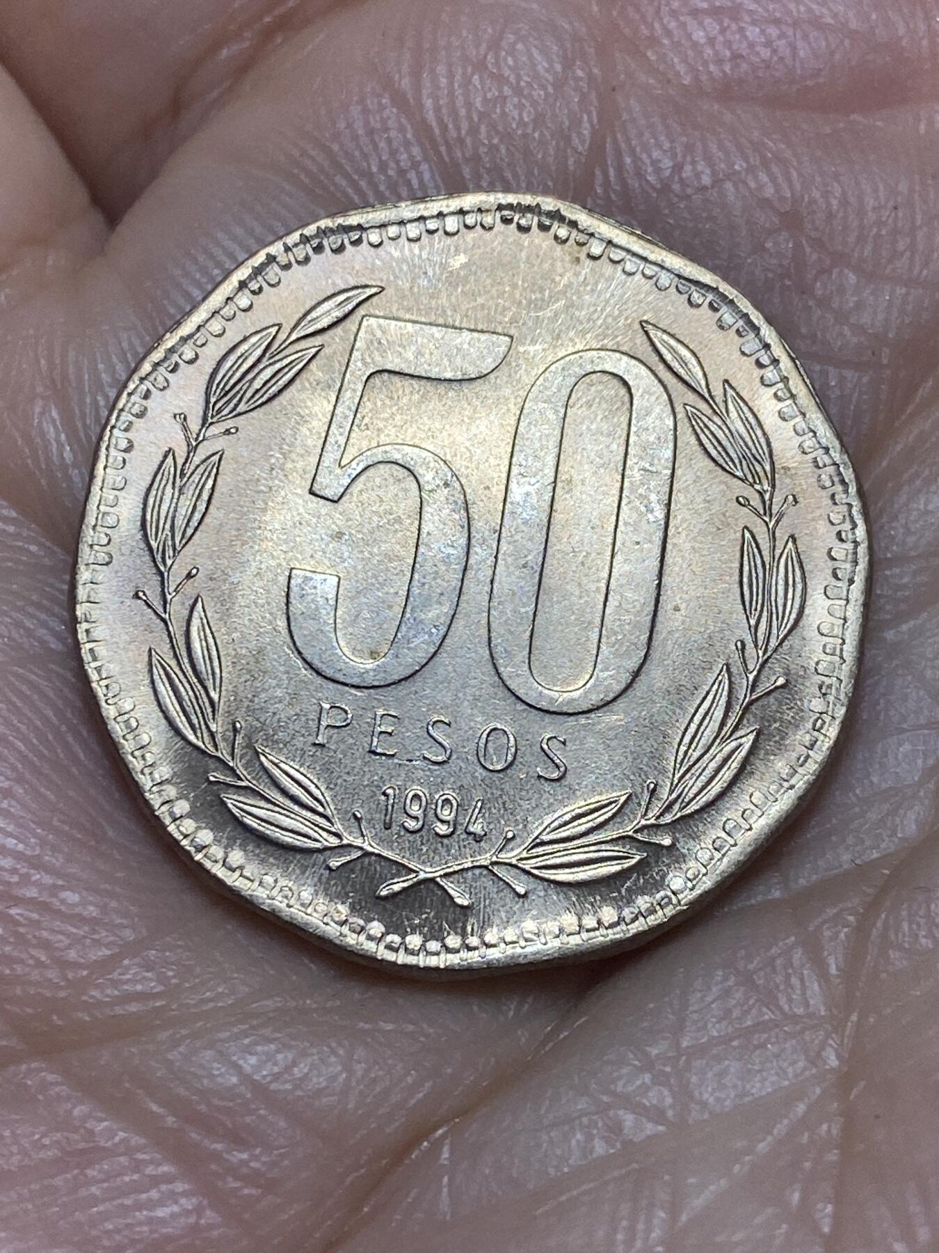 2026年第九场(总第一百七十八场）外国好品散币场(免佣金) 智利🇨🇱1994年50比索(窄年份，弯尾9版)