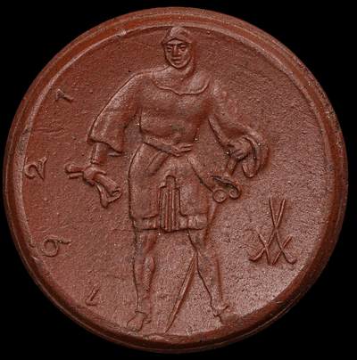 修遠堂世界钱币第101期 - 1921年德国紧急时期利珀施塔特地区（Kreis Lippstadt）50芬尼陶瓷应急货币，27.40mm，3.95g，完全未流通