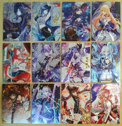 满200包邮！！龙虎卡牌-七二场（满200元包邮，无佣金，每周六结拍，欢迎送拍） - 粗闪12张 原神系列卡牌 2024年纪念套卡 一套