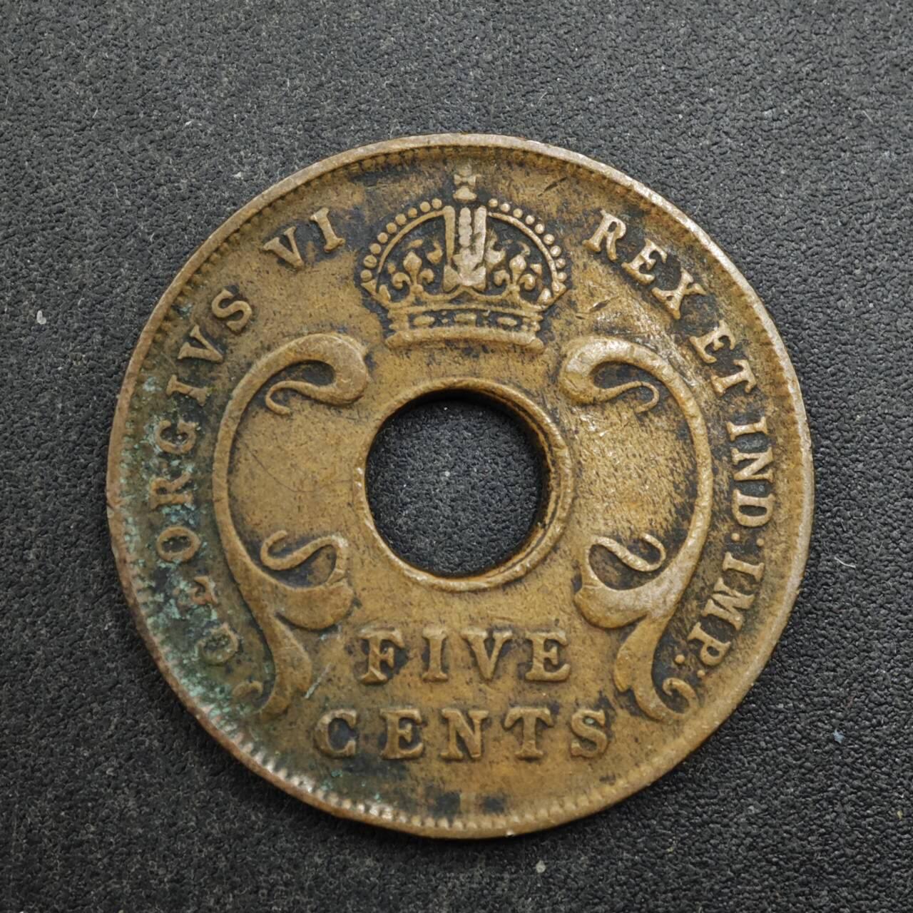 【淘币小摊】实时拍第八百四十九拍   散币银币场   满百包邮可预留二周 每周一统一发货   英属东非1937年乔治六世5分铜币