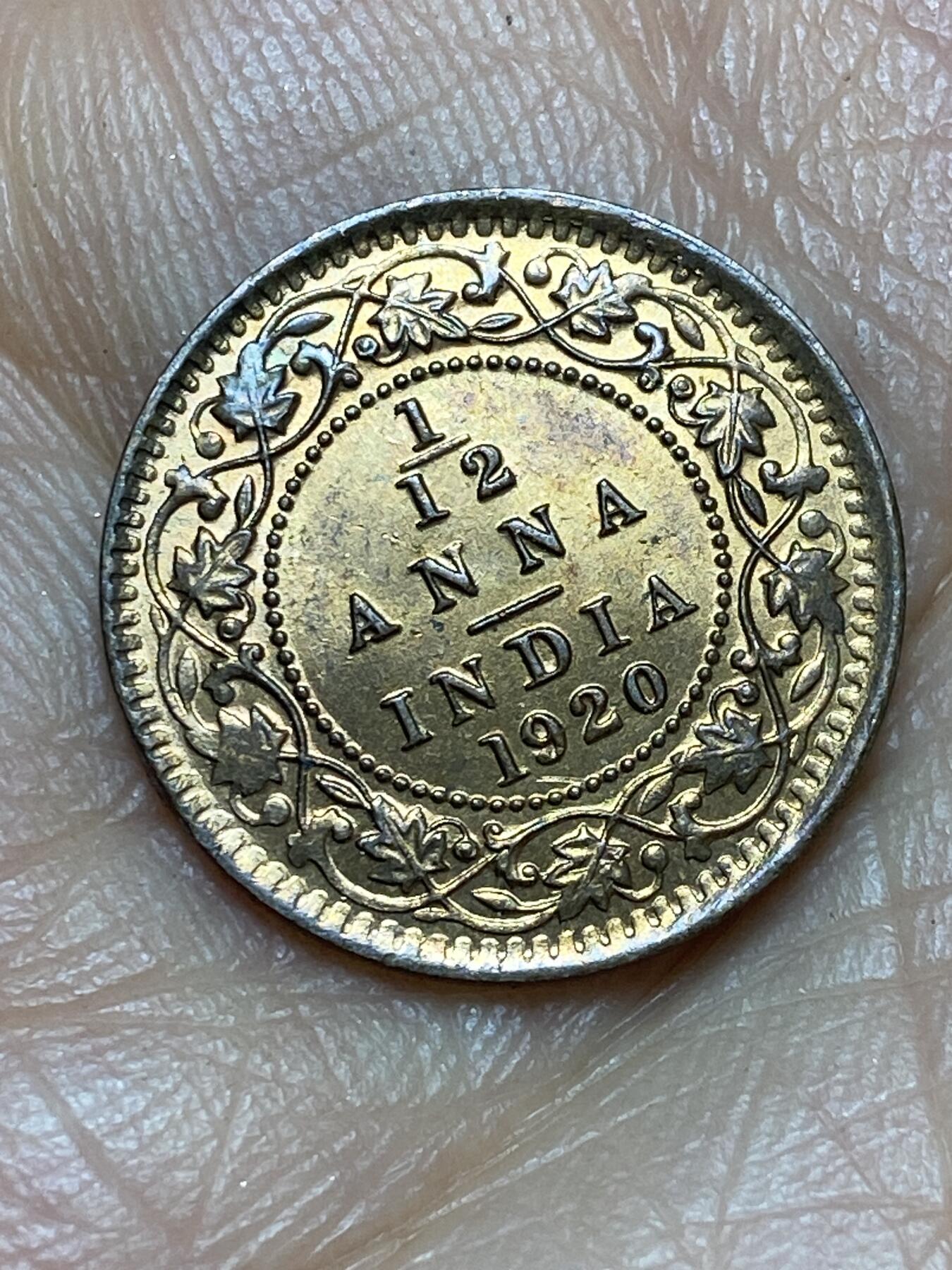 2026年第九场(总第一百七十八场）外国好品散币场(免佣金) 带光好品–英属印度1920年1/12安娜(乔治五世时期，c版加尔各答造)