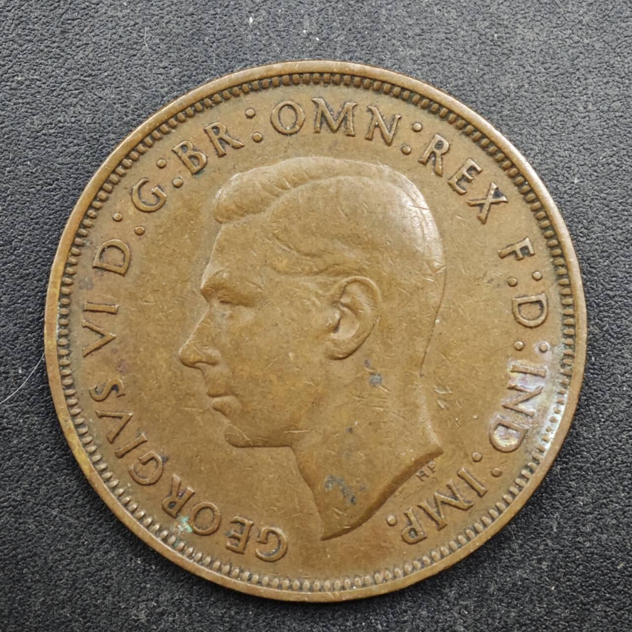 【淘币小摊】实时拍第八百四十九拍   散币银币场   满百包邮可预留二周 每周一统一发货   英国1938年乔治六世一便士铜币