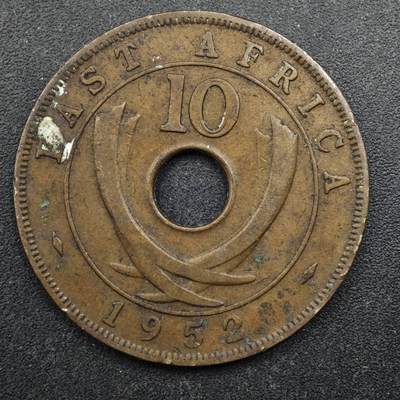 【淘币小摊】实时拍第八百四十九拍   散币银币场   满百包邮可预留二周 每周一统一发货   - 英属东非1952年乔治五世10分铜币