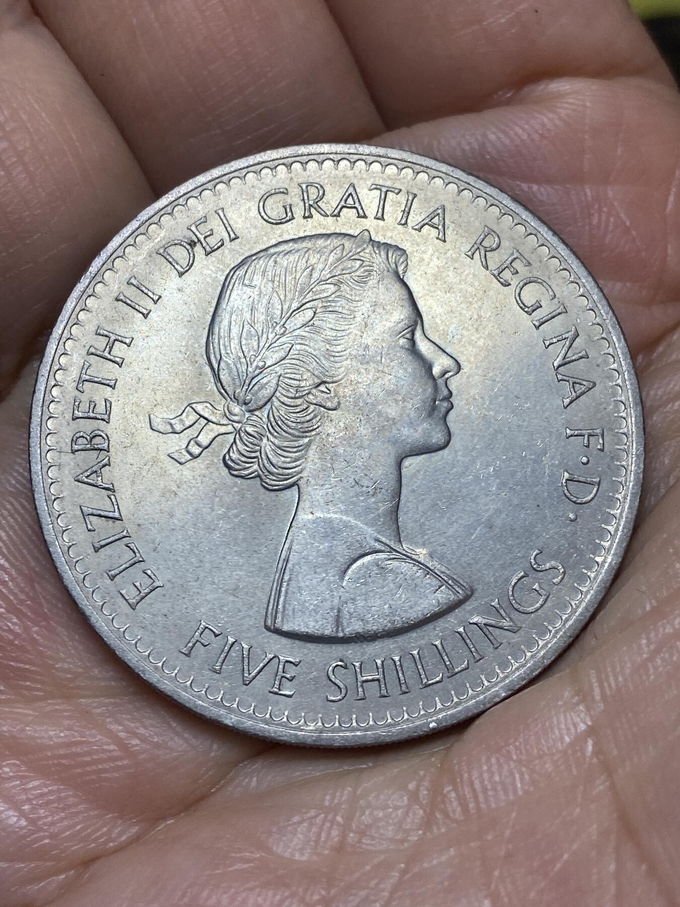 2026年第九场(总第一百七十八场）外国好品散币场(免佣金) 英国🇬🇧1960年5先令(伊丽莎白二世青年桂冠，纽约英国博览会纪念币)