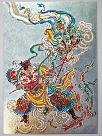 白泽拍卖卡牌手绘专场第31期（岁寒知松柏 春意已可期） - 2025 百里卡牌 王涌喆 新绘西游记 大圣战小圣 A4 193/300 粗闪