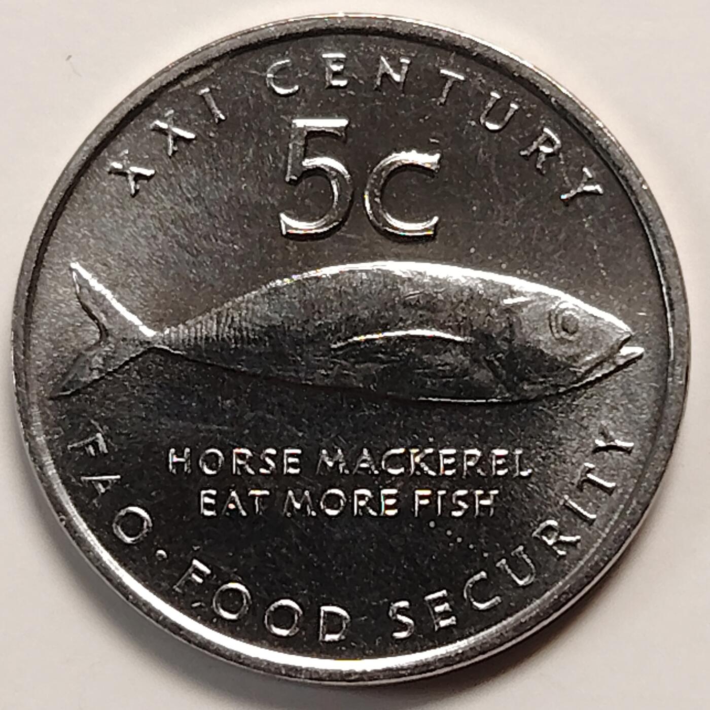 布加迪🐬～世界钱币(上海)🌾第 270 期 /  各国套币和散币 纳米比亚🇳🇦 2000年 5分 FAO纪念币～L9