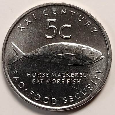 布加迪🐬～世界钱币(上海)🌾第 270 期 /  各国套币和散币 - 纳米比亚🇳🇦 2000年 5分 FAO纪念币～L9