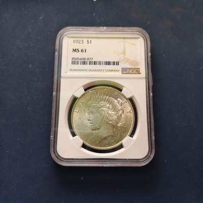 【全场包邮】纯粹捡漏拍495场-持续更新中 - 美国1923年1元和平银币-NGC MS61
