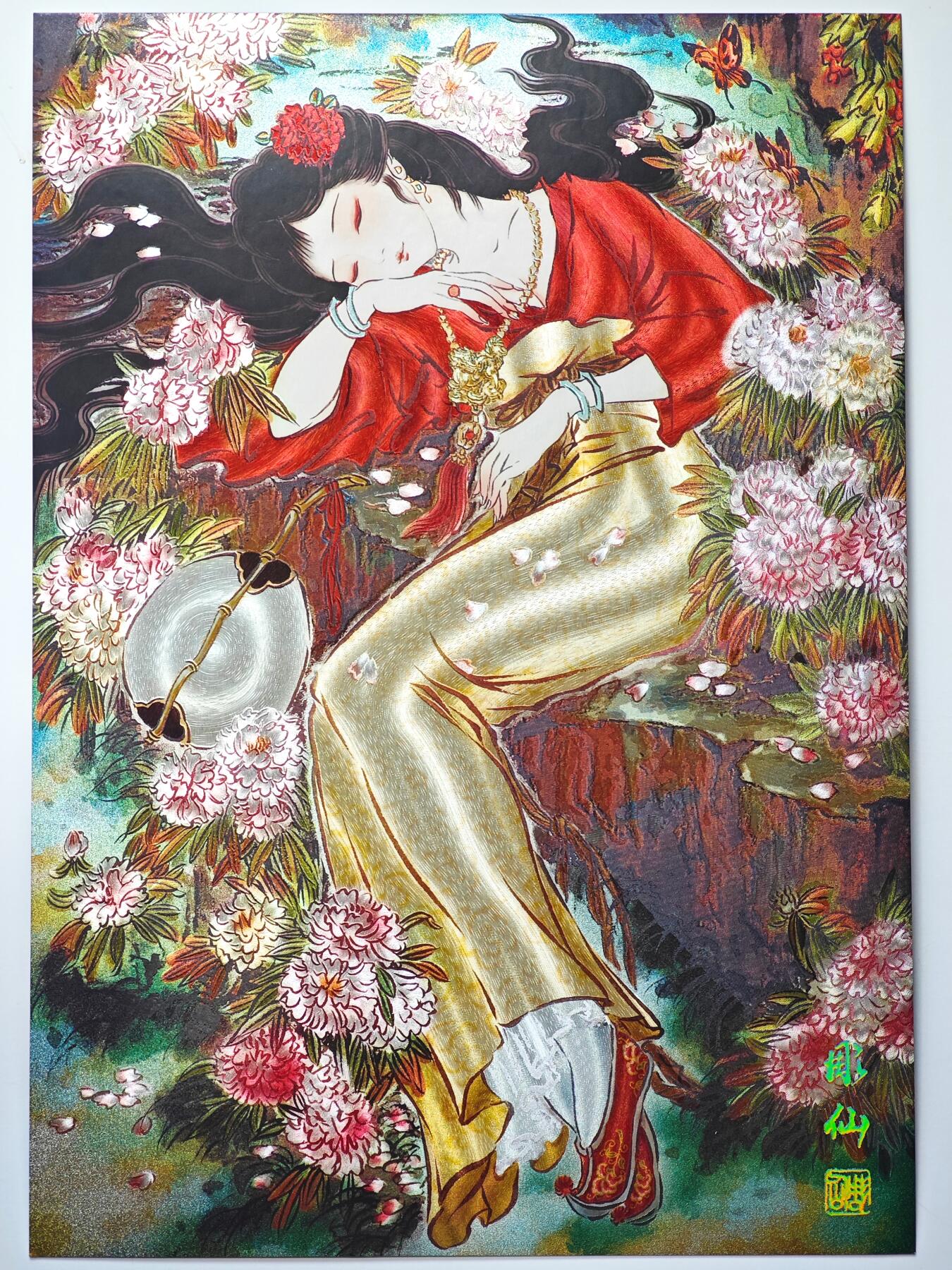 白泽拍卖卡牌手绘专场第31期（岁寒知松柏 春意已可期） 2025 焱卡文化 仙梦红楼 湘云卧芍 A4 003/333 粗闪